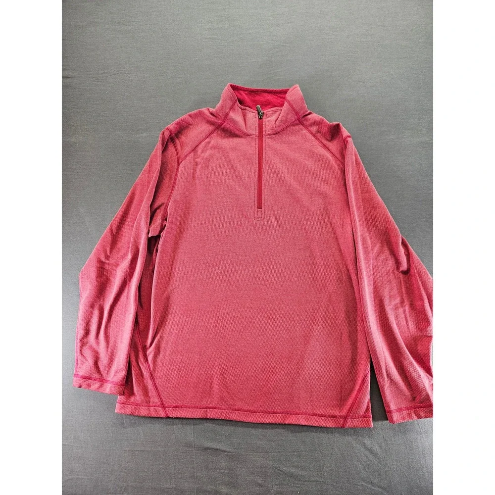 Tommy Bahama Mens Red Marl Quarter Zip Pullover Textured Sweatshirt (Sku 143)